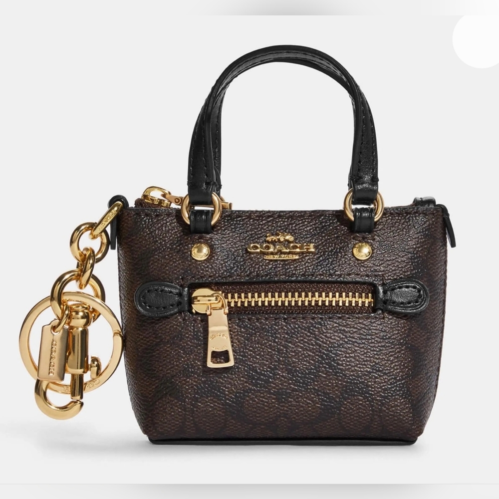 Coach CC895 Mini Gallery Tote Bag Charm Signature Canvas